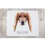 Saluki, Persischer Windhund - geometrisches Mauspad mit Bild und Aufschrift von Art-Dog