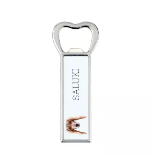 Saluki, Persian Greyhound, Arabian hound, Gazelle hound - bottle opener with a picture and inscription for beer by Art-Dog