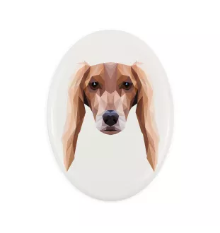 Saluki, Persian Greyhound, Arabian hound, Gazelle hound - a plate with a geometric design and the brand name Art-Dog