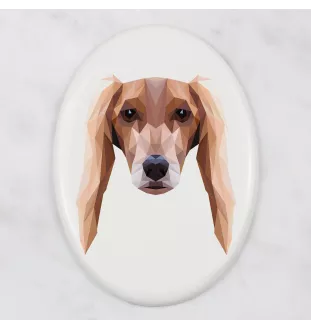 Saluki, Persischer Windhund - Fliese mit geometrischem Bild und Schriftzug der Marke Art-Dog