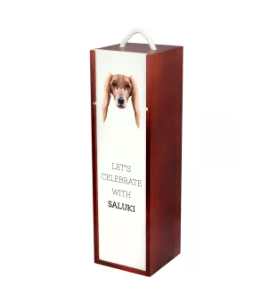 Saluki, Persian Greyhound, Arabian hound, Gazelle hound - geometric box with a picture and inscription for wine by Art-Dog