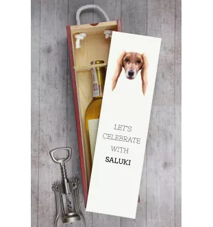 Saluki, Persian Greyhound, Arabian hound, Gazelle hound - geometric box with a picture and inscription for wine by Art-Dog