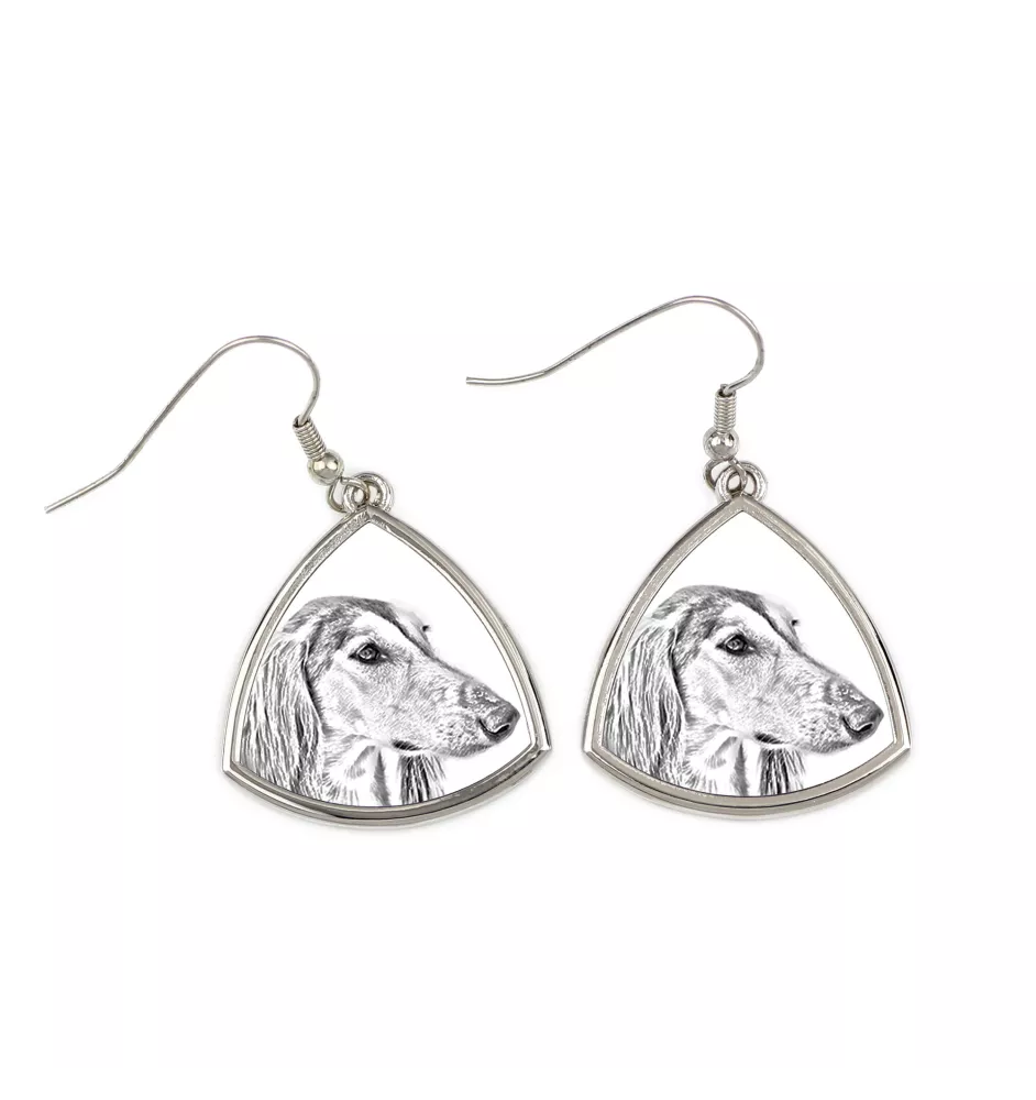 Saluki, Persian Greyhound, Arabian hound, Gazelle hound I - dog earrings, hanging earrings with a picture, personalized jewelry with Art-Dog brand print
