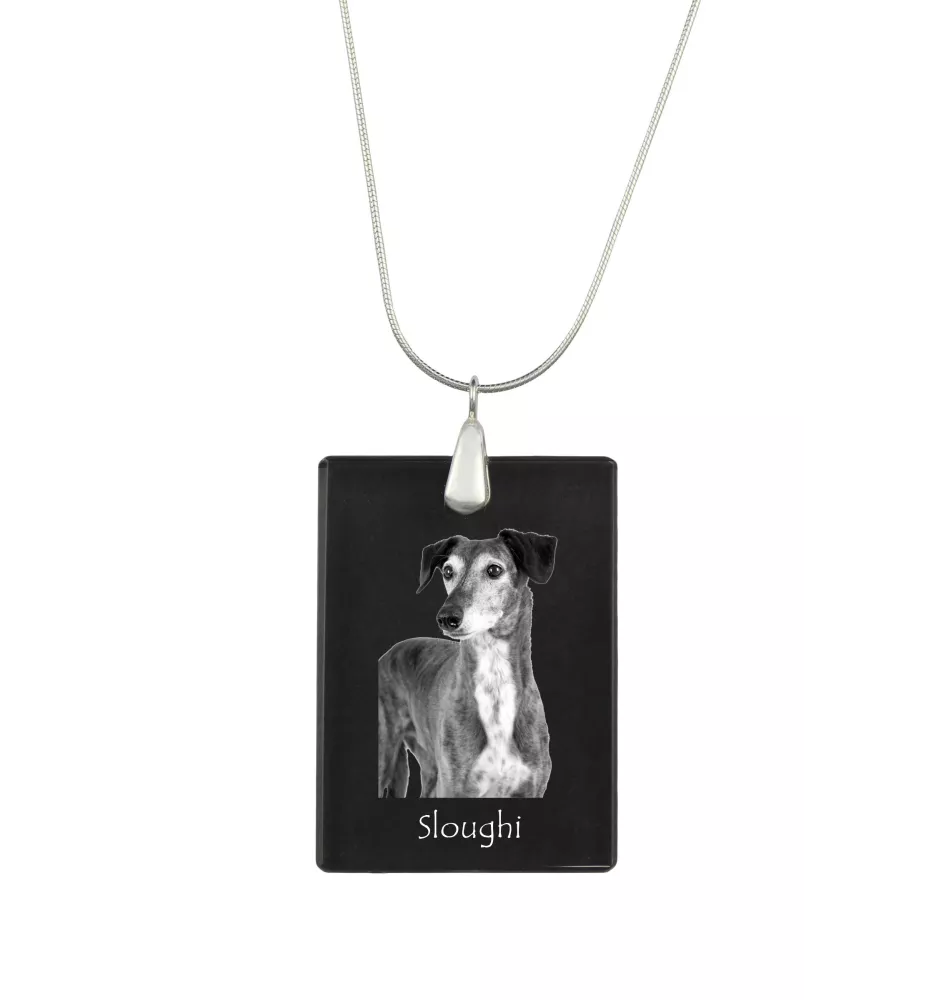 Saluki, Lévrier persan - Pendentif en cristal avec chien, collier en argent avec photo, pendentif personnalisé par la marque Art-Dog