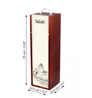 Saluki, Persian Greyhound, Arabian hound, Gazelle hound I - wine box with a dog, alcohol box with graphics, personalized gift box from the Art-Dog brand