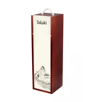 Saluki, Persian Greyhound, Arabian hound, Gazelle hound I - wine box with a dog, alcohol box with graphics, personalized gift box from the Art-Dog brand