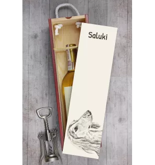 Saluki, Persian Greyhound, Arabian hound, Gazelle hound I - wine box with a dog, alcohol box with graphics, personalized gift box from the Art-Dog brand