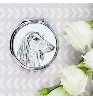Saluki, Persian Greyhound, Arabian hound, Gazelle hound I - Pocket mirror with a dog, personalized mirror for a purse, compact mirror with Art-Dog brand print.