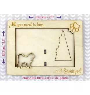 Samojede, Samoyed, Samojedenhund, Samojedenspitz - Fotorahmen, gravierter Holzrahmen, ein schönes Gadget für den Hundeliebhaber von Art-Dog