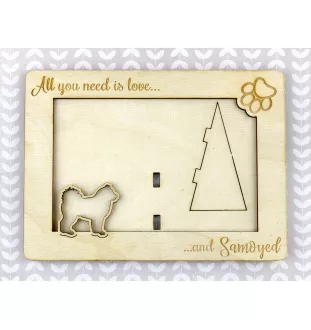 Samojede, Samoyed, Samojedenhund, Samojedenspitz - Fotorahmen, gravierter Holzrahmen, ein schönes Gadget für den Hundeliebhaber von Art-Dog