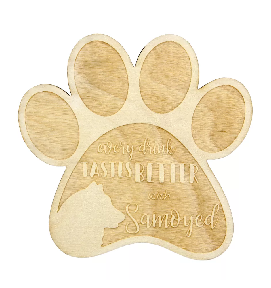 Samoyède - Sous-verre mug, sous-verre gravé avec chien, cadeau pour amoureux des chiens par la marque Art-Dog