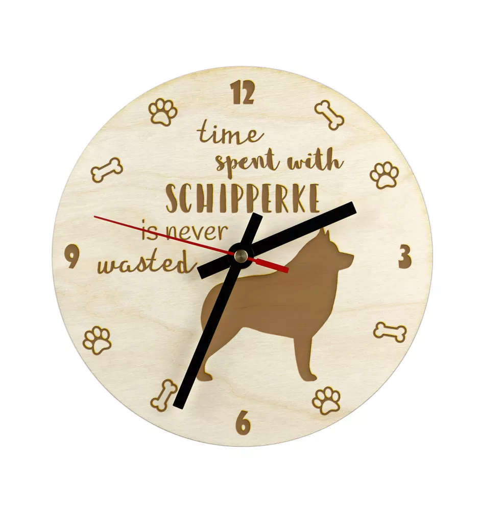 Schipperke, Little Black Devil, Little Captain - clock with dog, wooden clock with engraving, personalised clock by Art-Dog
