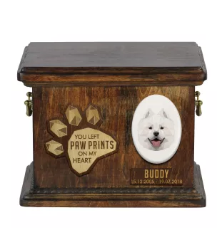 Samoyed, Bjelkier, Samoiedskaya Sobaka - urn for dog ashes, personalized urn with engraving, commemorative box for dog ashes by Art-Dog brand