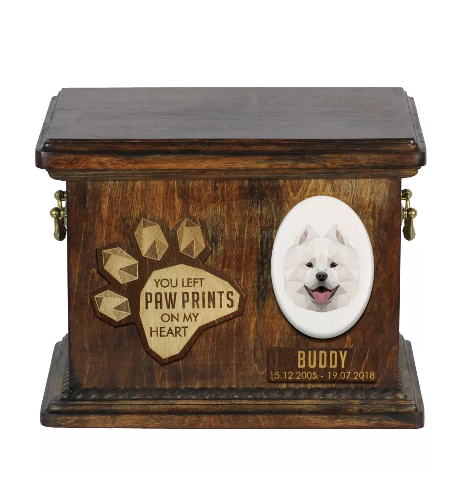 Samojed drewnianai urna z psem Art-Dog