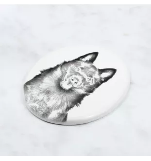 Schipperke, Little Black Devil, Little Captain - commemorative plaque with a photo of a dog, tombstone with a print, personalized oval plaque from the Art-Dog brand