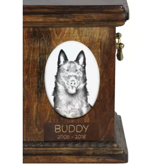 Schipperke, Little Black Devil, Little Captain - commemorative plaque with a photo of a dog, tombstone with a print, personalized oval plaque from the Art-Dog brand