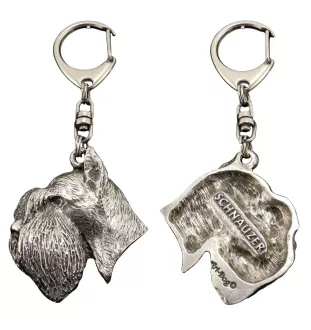 Schnauzer - Silver-plated key ring with dog, handbag decoration, backpack pendant by Art-Dog brand