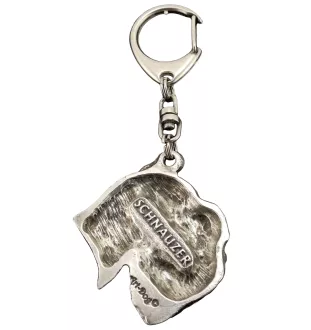 Schnauzer - Silver-plated key ring with dog, handbag decoration, backpack pendant by Art-Dog brand