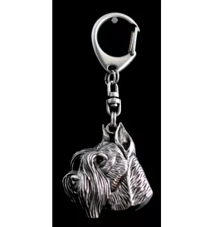 Schnauzer I - Versilberter Schlüsselanhänger mit Hund, Handtaschen-Dekoration, Rucksack-Anhänger der Marke Art-Dog
