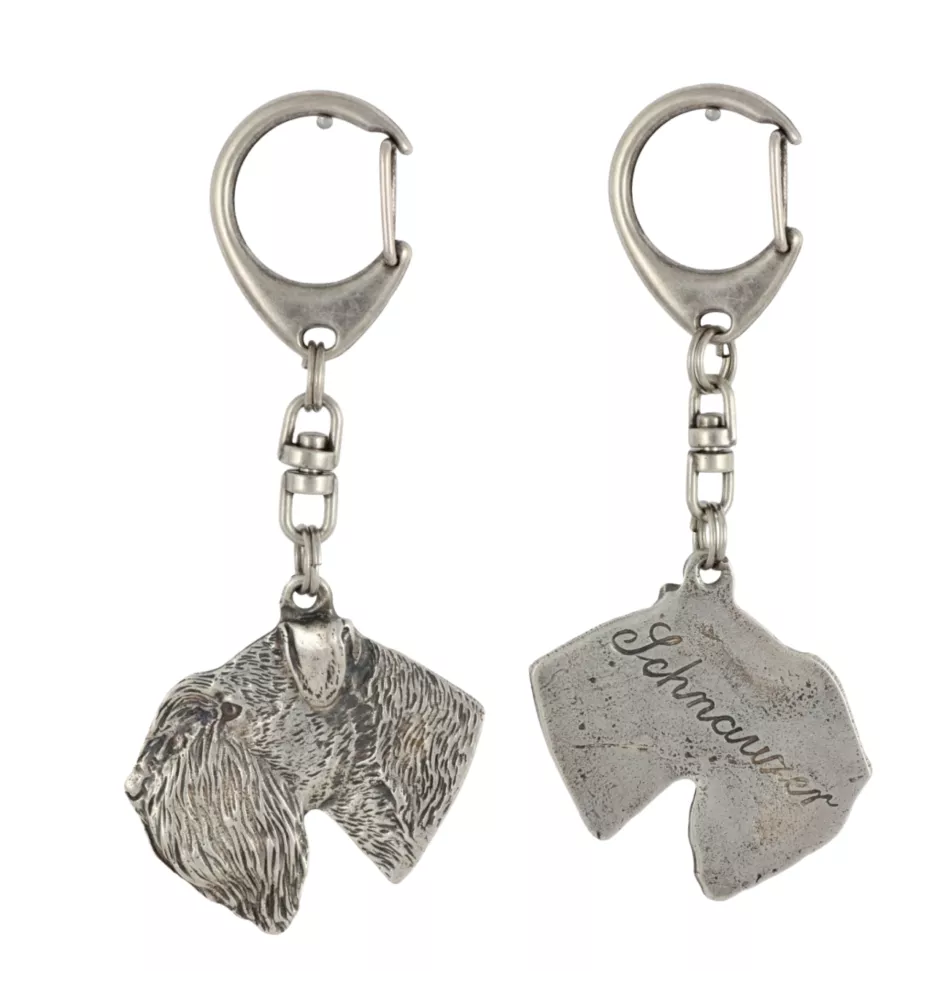 Schnauzer III - Silver-plated key ring with dog, handbag decoration, backpack pendant by Art-Dog brand