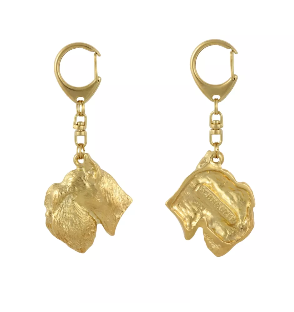 Schnauzer - Vergoldeter Schlüsselanhänger mit Hund, Handtaschenschmuck, Luxus-Accessoire der Marke Art-Dog