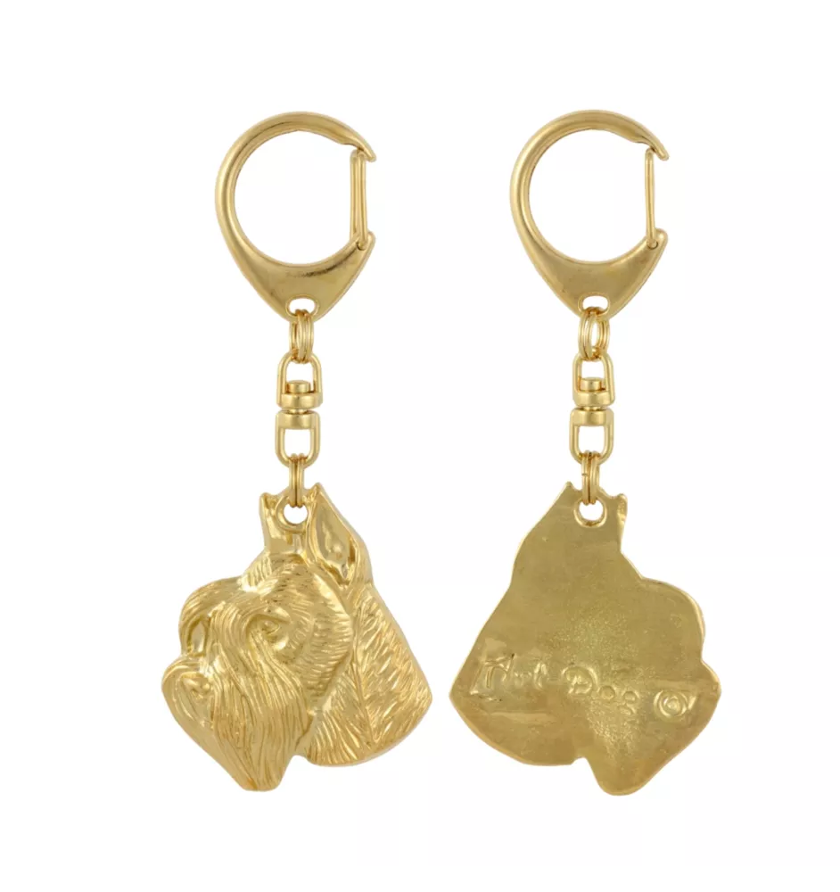 Schnauzer I - Gilded key ring with dog, handbag decoration, luxury accessory by Art-Dog brand
