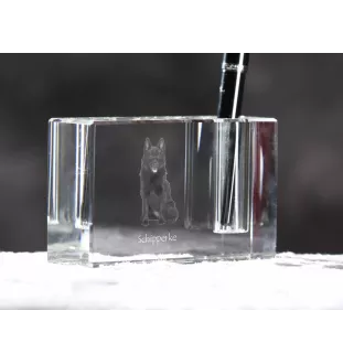 Schipperke, Little Black Devil, Little Captain - Pen stand, crystal organiser with dog photo, unique desk decoration by Art-Dog brand
