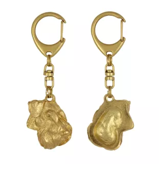 Schnauzer IV - Porte-clés doré avec chien, décoration de sac à main, accessoire de luxe de la marque Art-Dog