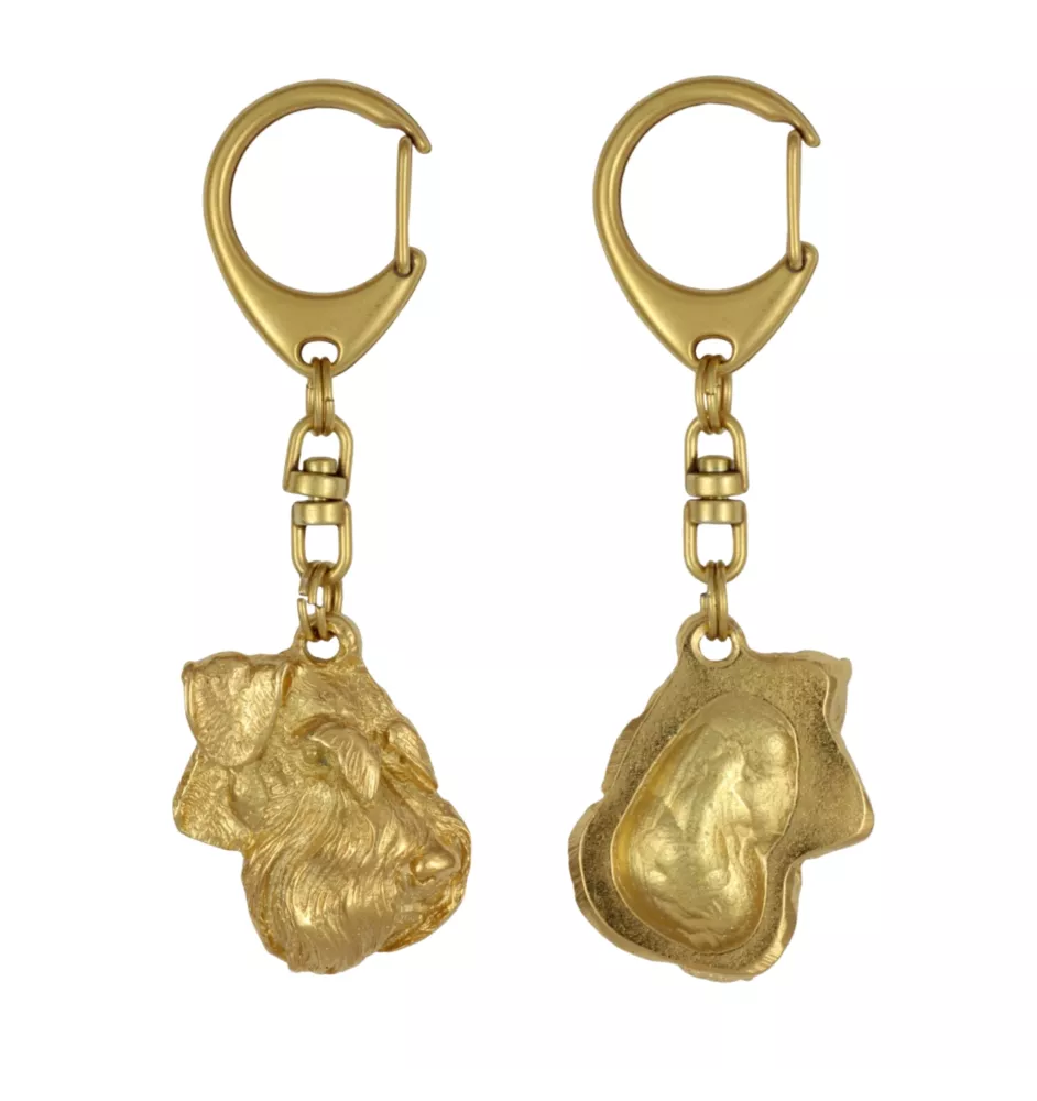 Schnauzer IV - Porte-clés doré avec chien, décoration de sac à main, accessoire de luxe de la marque Art-Dog