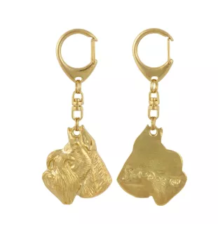 Schnauzer I - Porte-clés doré avec chien dans boîte cadeau, décoration de sac à main, accessoire de luxe de la marque Art-Dog
