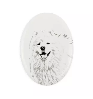 Samoyed, Bjelkier, Samoiedskaya Sobaka - commemorative plaque with a photo of a dog, tombstone with a print, personalized oval plaque from the Art-Dog brand
