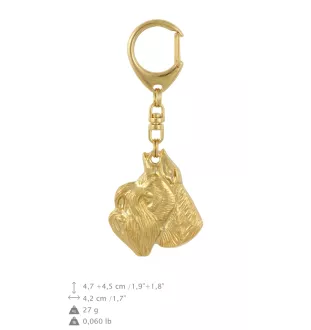 Schnauzer I - Porte-clés doré avec chien dans boîte cadeau, décoration de sac à main, accessoire de luxe de la marque Art-Dog