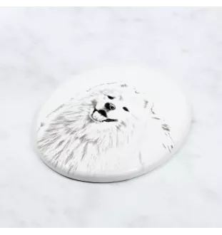 Samoyède - une plaque commémorative avec une photo de chien, une plaque funéraire avec une impression, une plaque ovale personnalisée de la marque Art-Dog