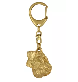 Schnauzer IV - Porte-clés doré avec chien dans boîte cadeau, décoration de sac à main, accessoire de luxe de la marque Art-Dog