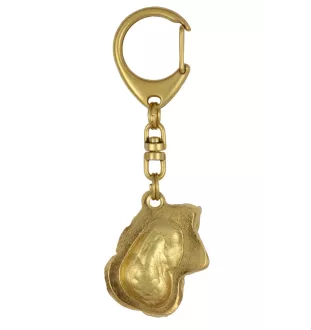 Schnauzer IV - Gilded key ring with dog in gift box, handbag decoration, luxury accessory by Art-Dog brand