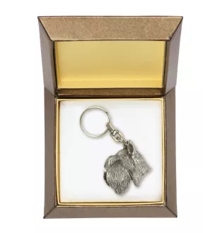 Schnauzer - Versilberter Anhänger mit einem Hund in einer dekorativen Box, Handtaschenschmuck, Rucksackanhänger der Marke Art-Dog