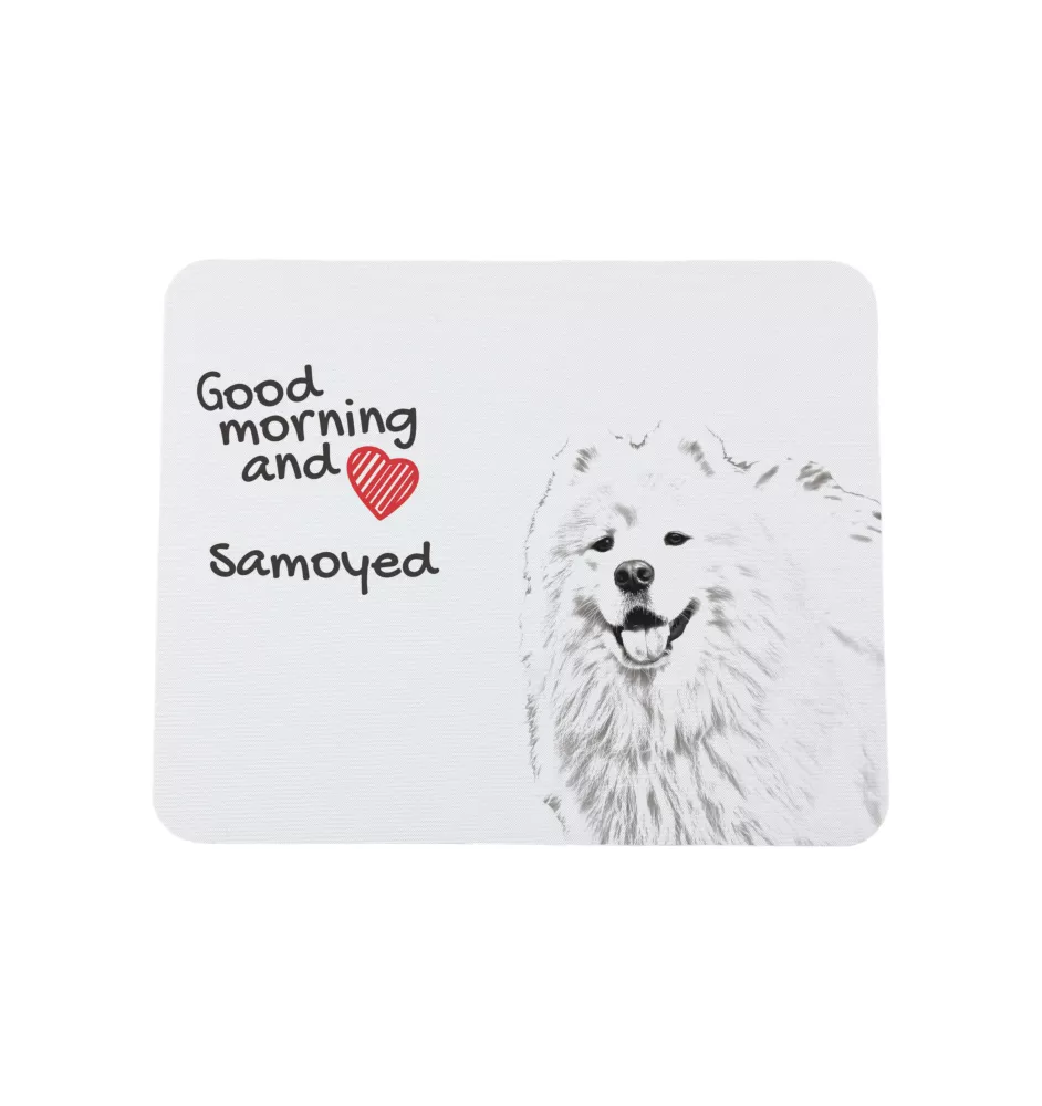 Samojede, Samoyed, Samojedenhund, Samojedenspitz - Mauspad mit Druck, personalisiertes Mauspad mit Hund, einzigartiges Gadget für Büroangestellte von Art-Dog.
