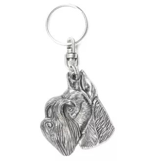 Schnauzer I - Pendentif argenté avec un chien dans une boîte décorative, décoration de sac à main, pendentif de sac à dos par la marque Art-Dog
