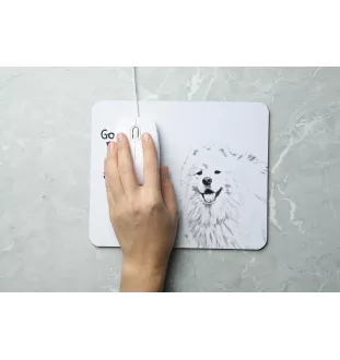 Samojede, Samoyed, Samojedenhund, Samojedenspitz - Mauspad mit Druck, personalisiertes Mauspad mit Hund, einzigartiges Gadget für Büroangestellte von Art-Dog.
