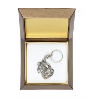 Schnauzer IV - Versilberter Anhänger mit einem Hund in einer dekorativen Box, Handtaschenschmuck, Rucksackanhänger der Marke Art-Dog