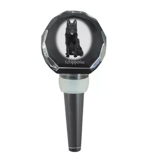 Schipperke, Little Black Devil, Little Captain - Crystal bottle stopper, unique wine stopper with photo, personalised gift for sommelier by Art-Dog brand