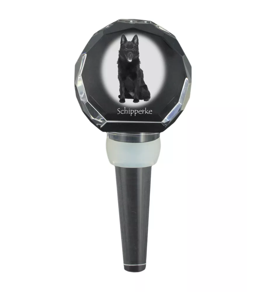Schipperke - Kristallflaschenverschluss, einzigartiger Weinverschluss mit Foto, personalisiertes Geschenk für Sommelier der Marke Art-Dog