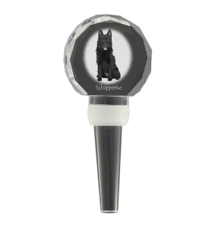 Schipperke, Little Black Devil, Little Captain - Crystal bottle stopper, unique wine stopper with photo, personalised gift for sommelier by Art-Dog brand