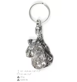 Schnauzer IV - Versilberter Anhänger mit einem Hund in einer dekorativen Box, Handtaschenschmuck, Rucksackanhänger der Marke Art-Dog