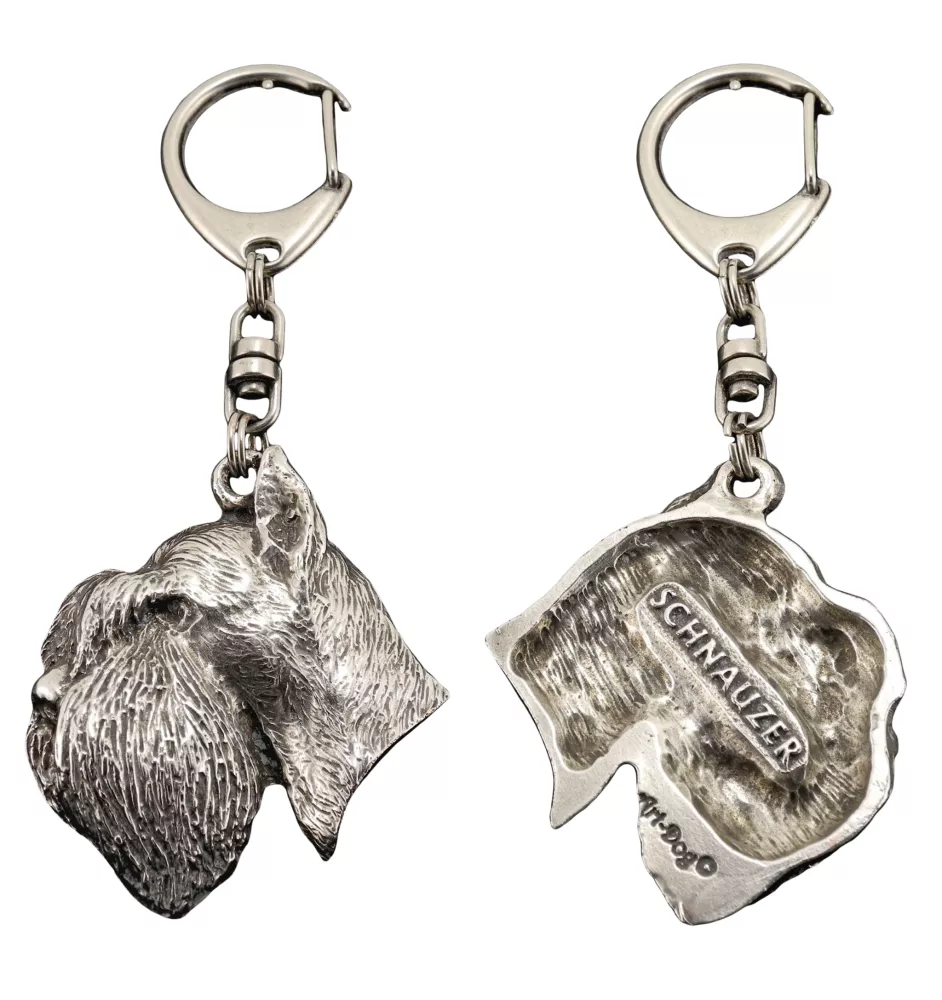 Schnauzer - Silver-plated key ring with a dog in a gift box, handbag decoration, backpack pendant by Art-Dog brand