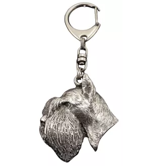 Schnauzer - Silver-plated key ring with a dog in a gift box, handbag decoration, backpack pendant by Art-Dog brand
