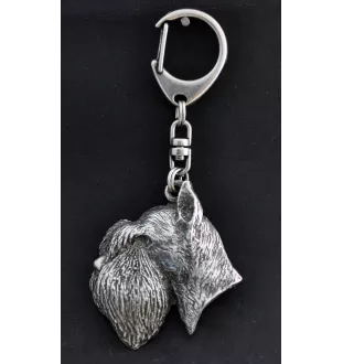 Schnauzer - Porte-clés argenté avec un chien dans une boîte cadeau, décoration de sac à main, pendentif de sac à dos par la marque Art-Dog
