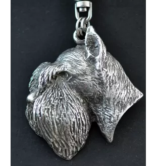 Schnauzer - Silver-plated key ring with a dog in a gift box, handbag decoration, backpack pendant by Art-Dog brand