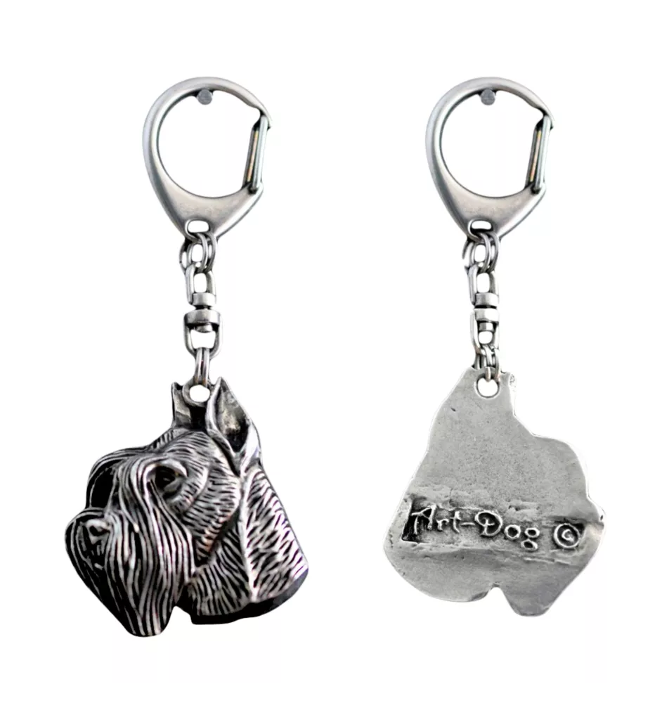 Schnauzer I - Silver-plated key ring with a dog in a gift box, handbag decoration, backpack pendant by Art-Dog brand