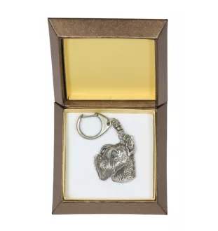 Schnauzer I - Porte-clés argenté avec un chien dans une boîte cadeau, décoration de sac à main, pendentif de sac à dos par la marque Art-Dog